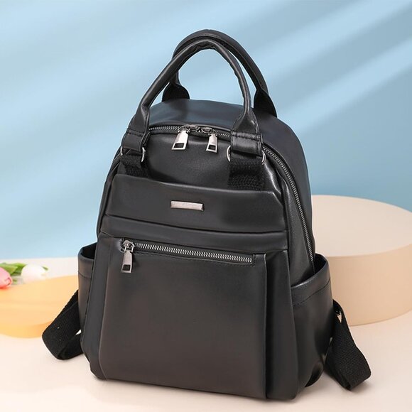 Mini Nylon Backpack for Women Lightweight Travel Purse E Black Small Trendy Bag - Picture 6 of 6